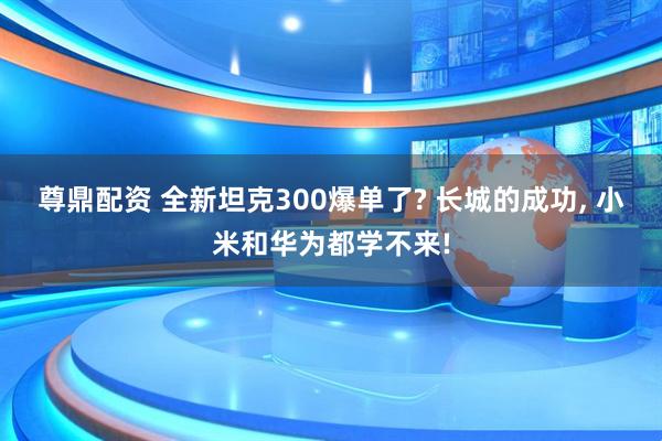 尊鼎配资 全新坦克300爆单了? 长城的成功, 小米和华为都学不来!